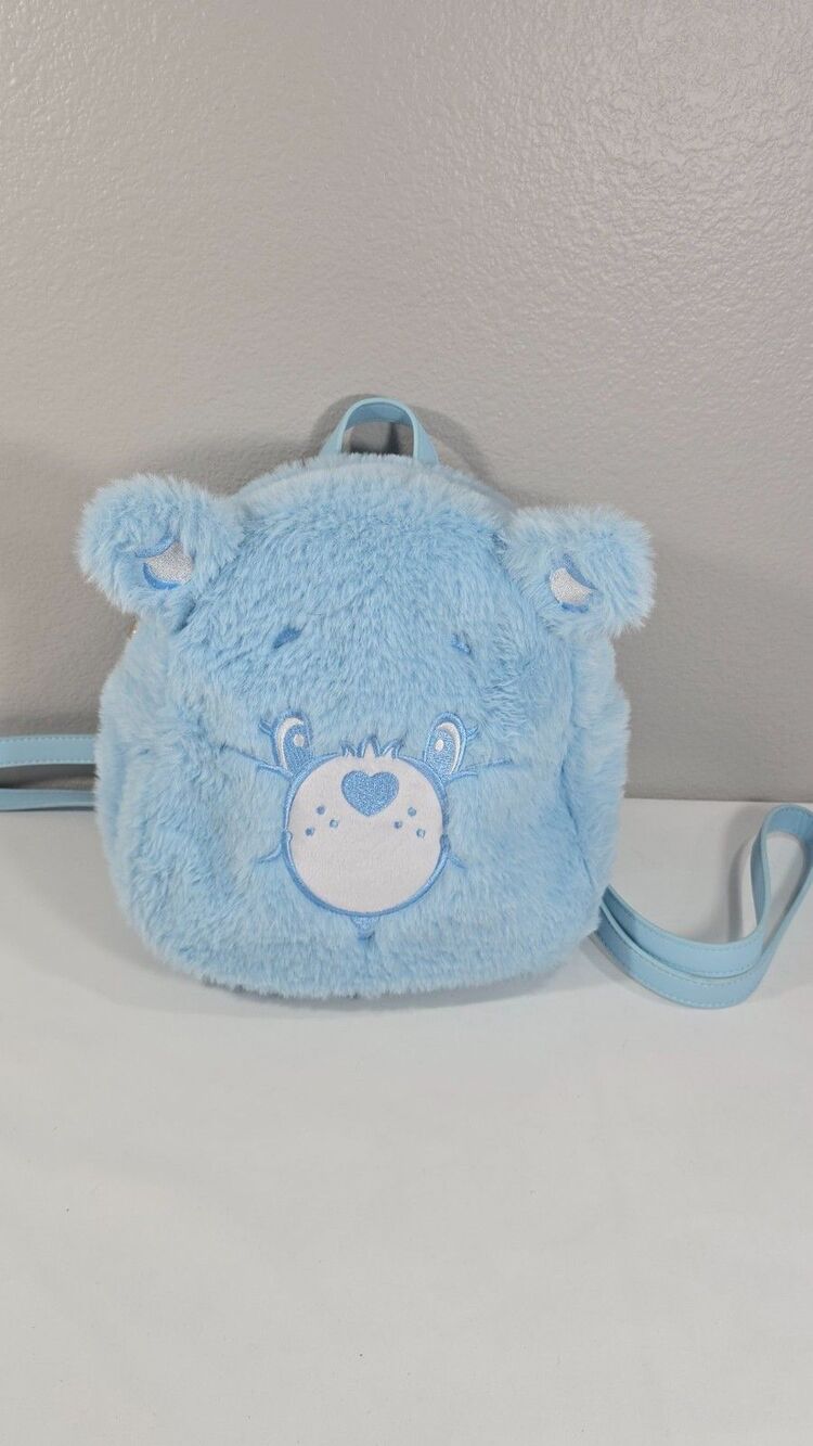 Care Bears Skinny Dip Blue Plush Furry Cosplay Mini Backpack Excellent